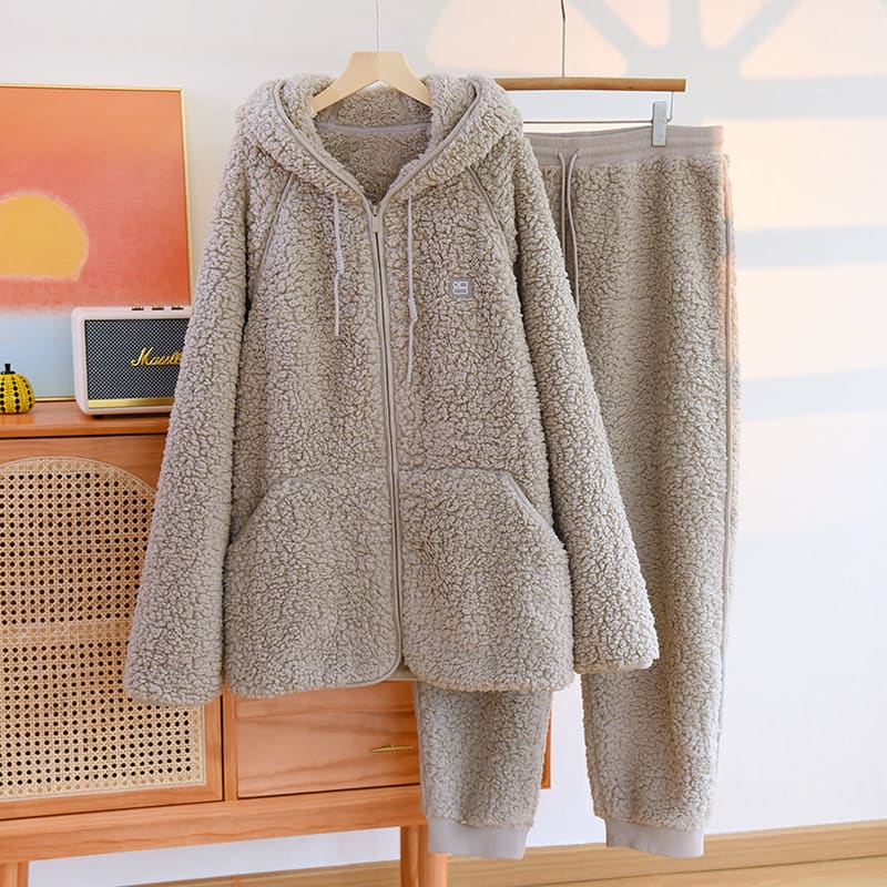 Two-piece Flannel Cute Hooded Thickened Loungewear Autumn And Winter view 6