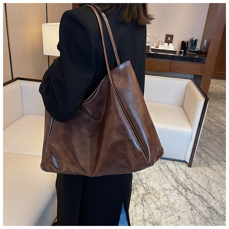 Vintage Women's Tote Bag Athletic Casual Fashion Large Capacity Leather Shoulder Bag Shopper Harajuku Simple Handbag view 40