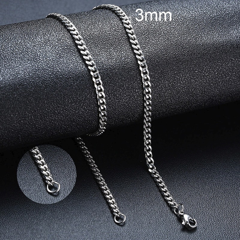 Stainless Steel Necklace Six-sided Grinding Cuban Link Chain Personality Simple Sweater Chain view 6