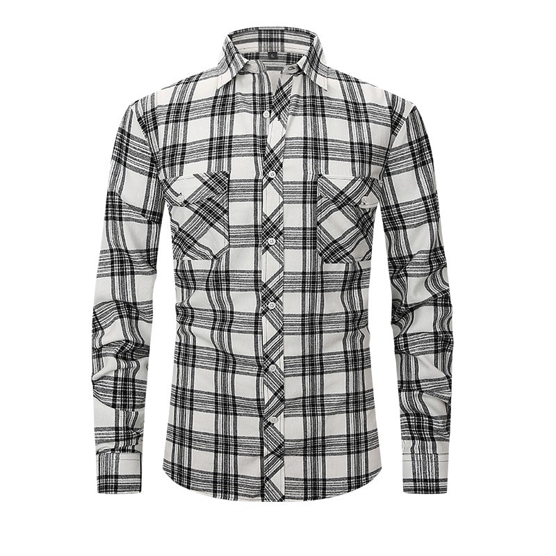 Vintage Flannel Men's Long Sleeve Brushed Plaid Shirt Coat view 20