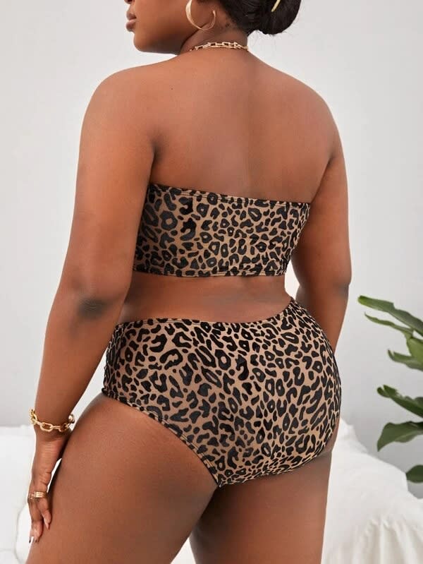 Plus Size Women's High Waist Split Bikini Swimsuit view 22