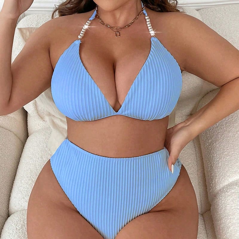 Halterneck With Suspenders Plus Size Swimming Beachwear Women's view 4