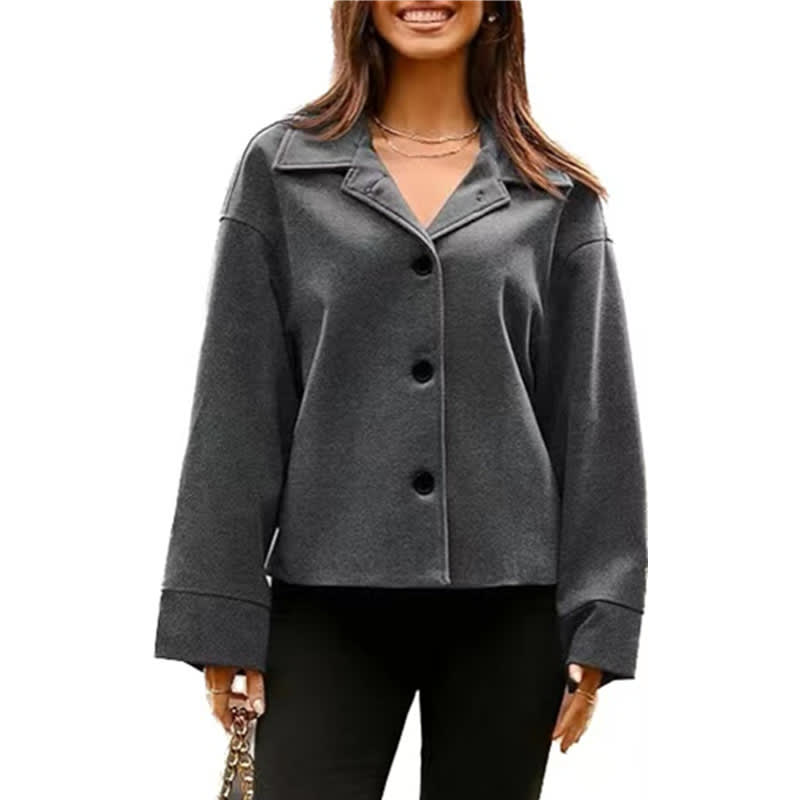 Women's Short Small Suit Long Sleeve Button Coat view 10