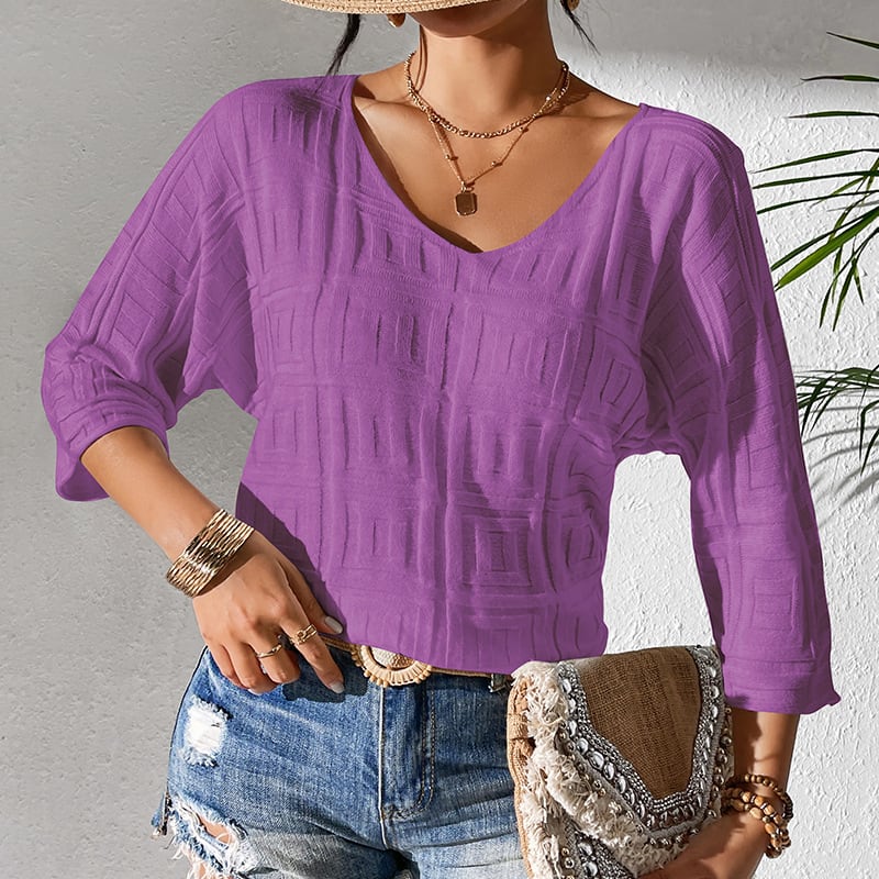 Solid Color Sweater Simple Loose Casual Top view 4