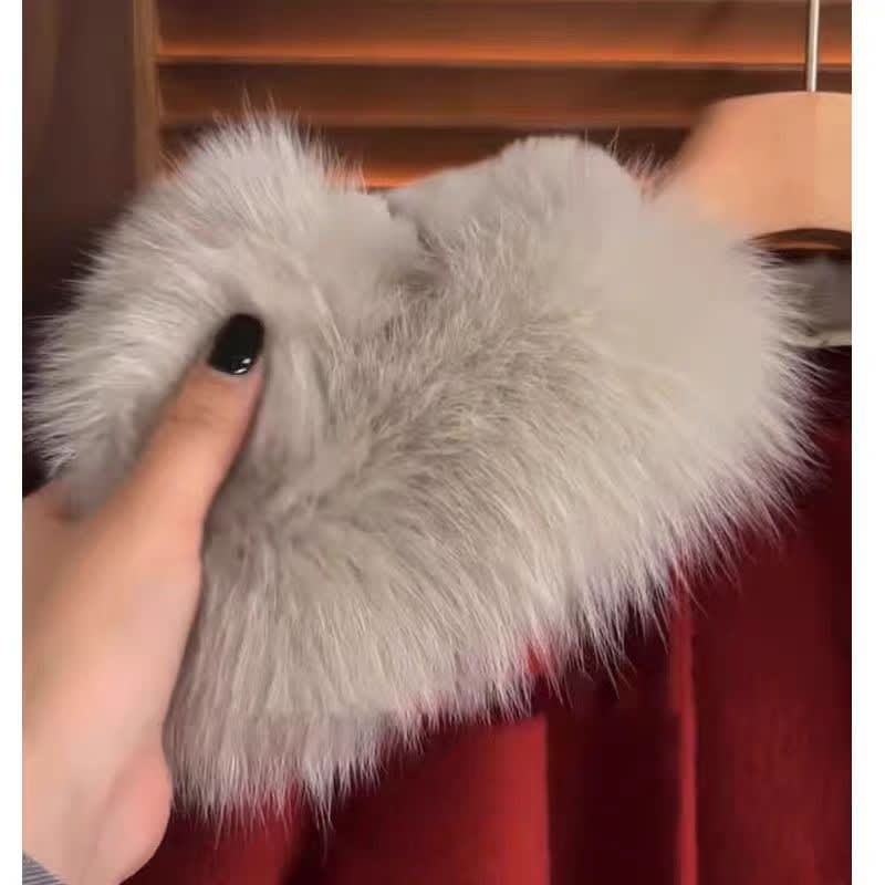 Winter Fox Fur Woolen Coat view 2