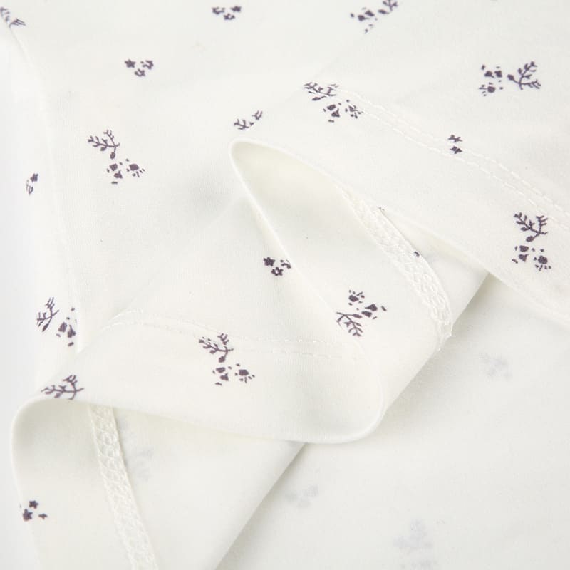 Floral Print Lace-up Hemming Puff Short Sleeve Knitted Top view 4