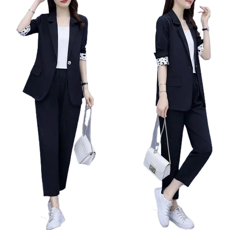 Flab Hiding Loose Temperament Slimming Coat Two-piece Set