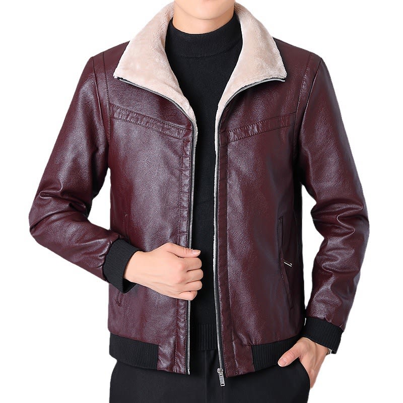 Men's Fashion American Hong Kong Style PU Leather Short Jacket view 7