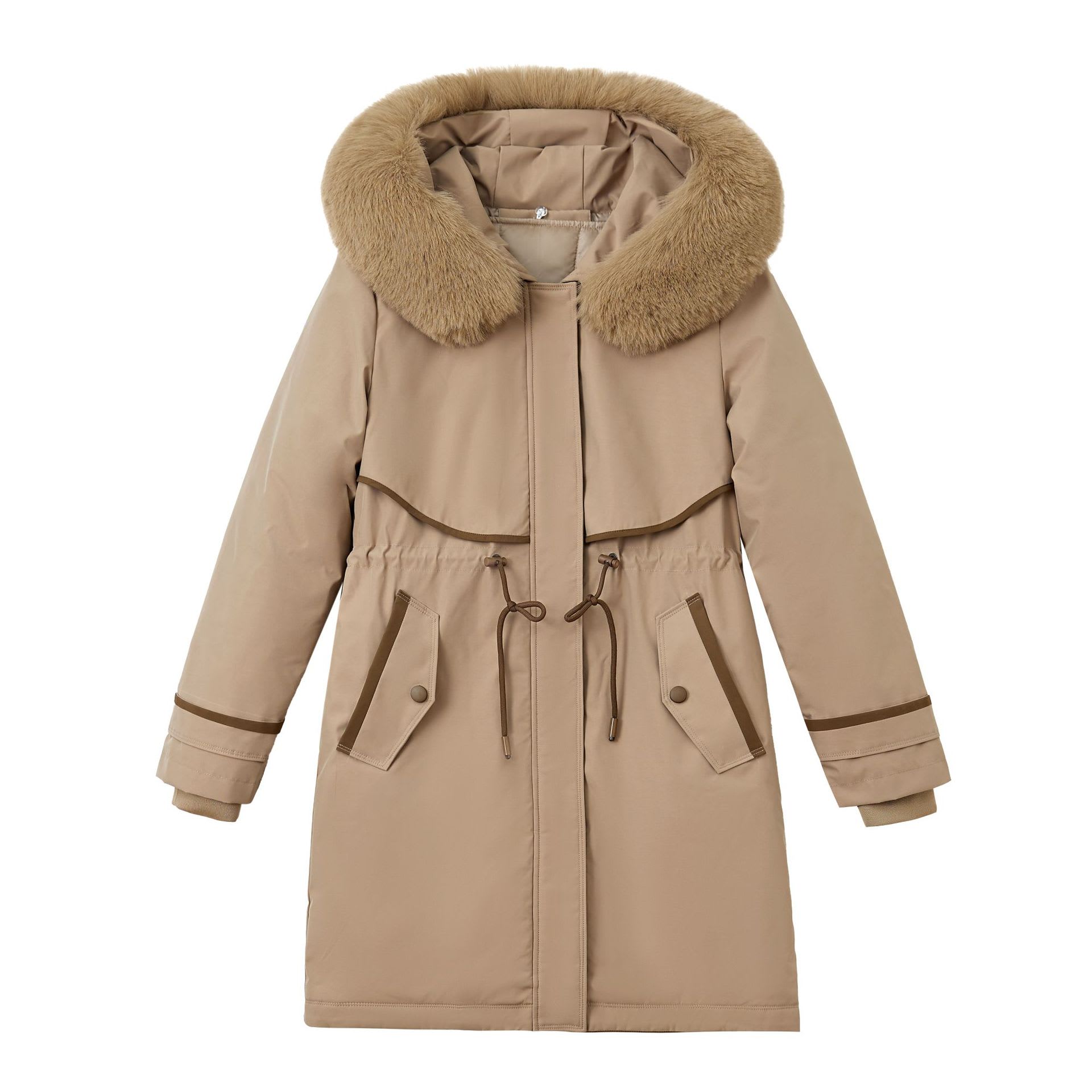 Women's Cotton-padded Coat With Removable Lining Hooded Down view 5