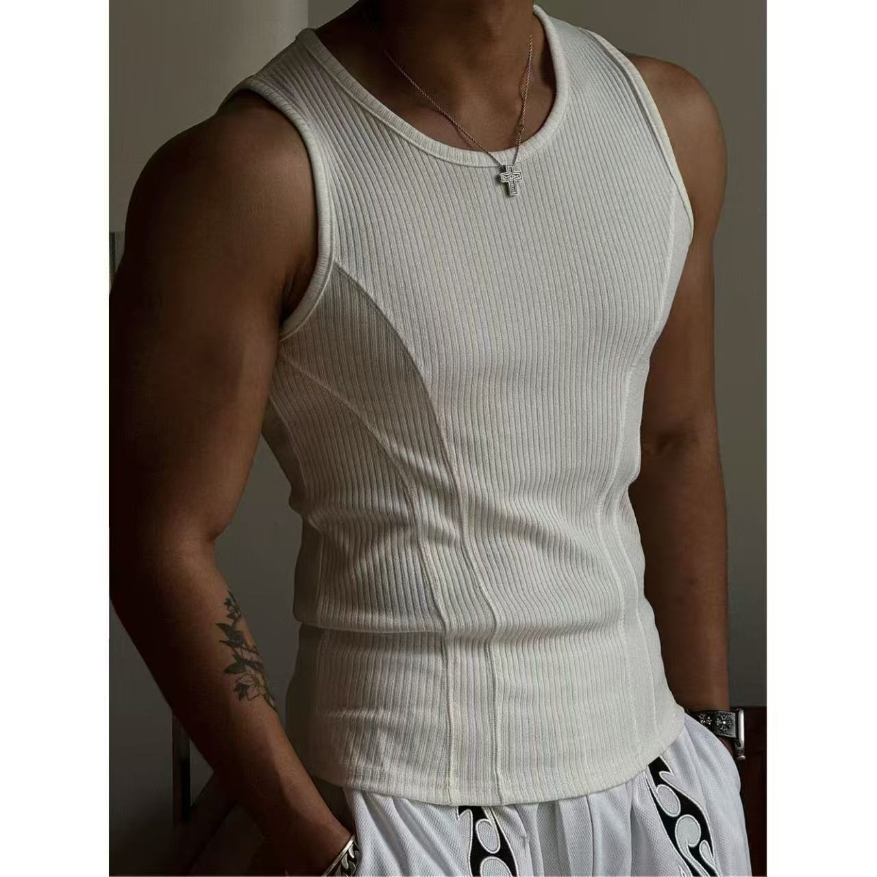 American Stitching I-shaped Vest Summer Men's Tight view 5