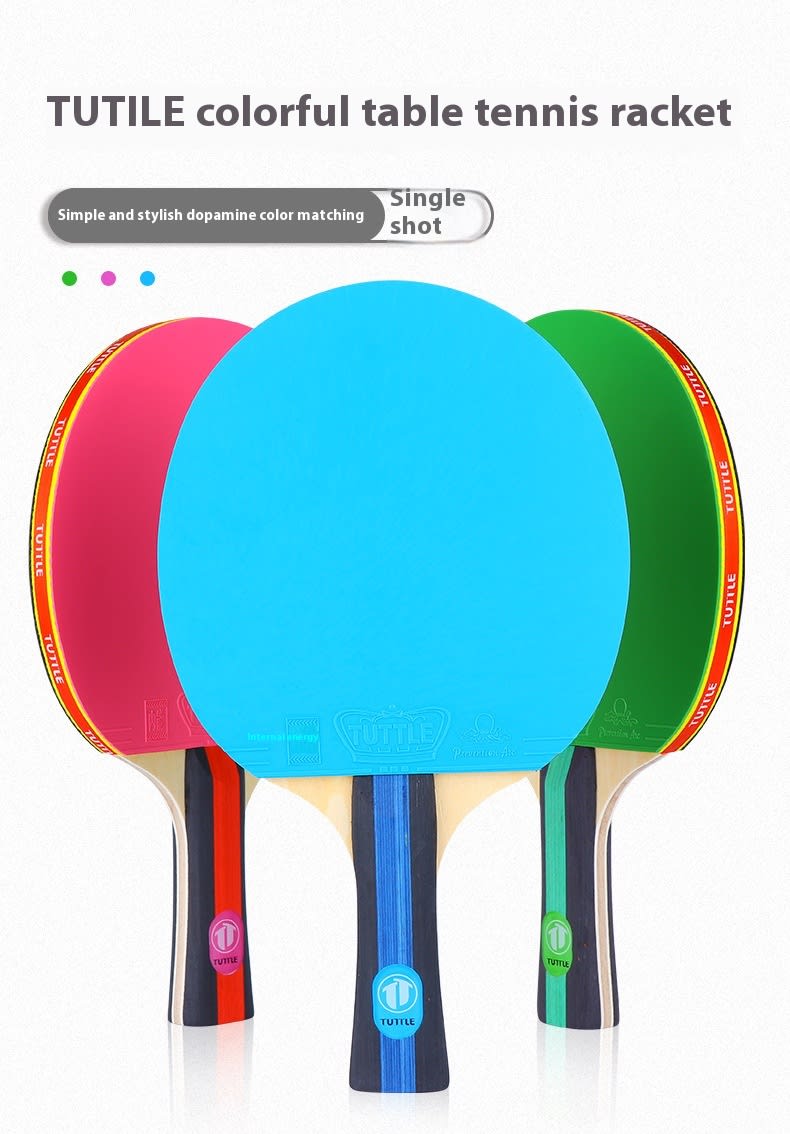 Colorful Pure Wood Single Racket Cover Professional High Elastic Long Handle Horizontal view 2
