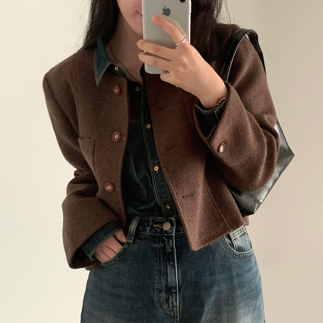 Pure Color All-matching Double Pocket Long Sleeve Coat view 5