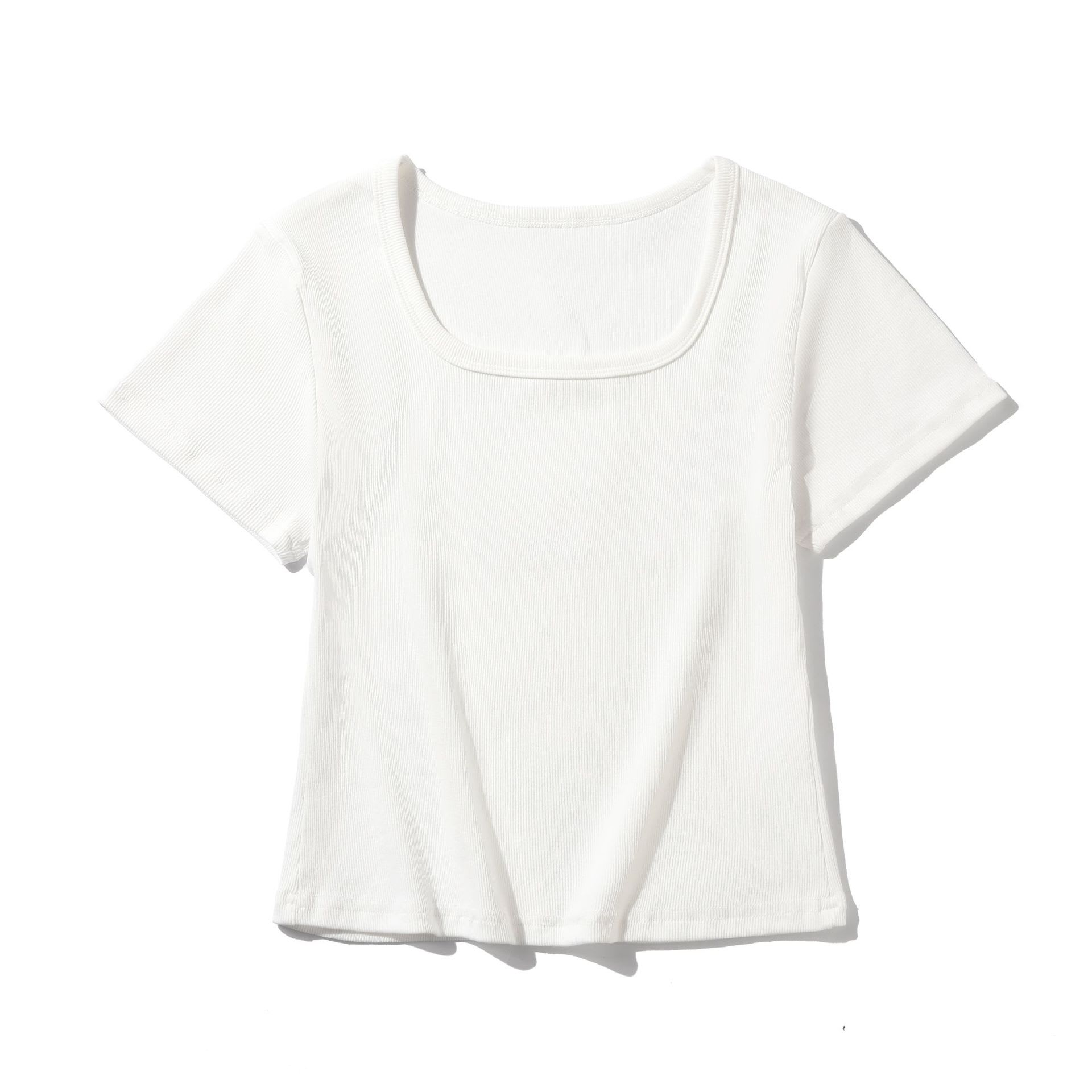 Women's American-style Square Collar Slimming Short-sleeved T-shirt view 7