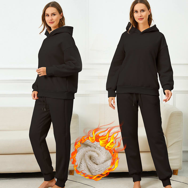 Women's US Size Suit Winter Warm Hoodie Lambswool Hooded Hooded Pullover Tops view 3