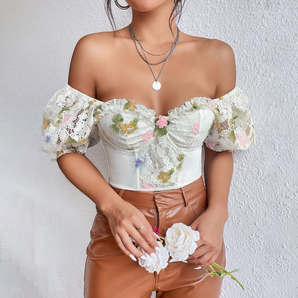 Sexy Street Backless Hot Girl Puff Sleeve T-shirt view 2