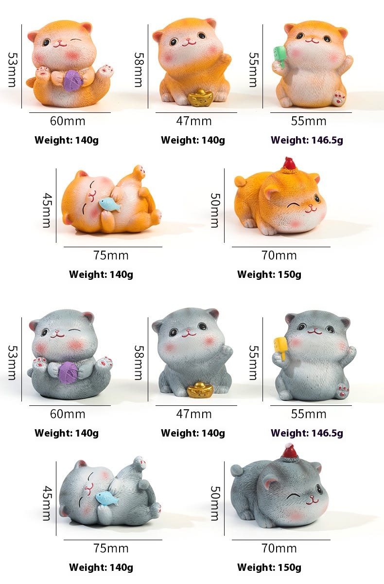 Cartoon Cute Cat Children's Room Cute Resin Decorations view 13