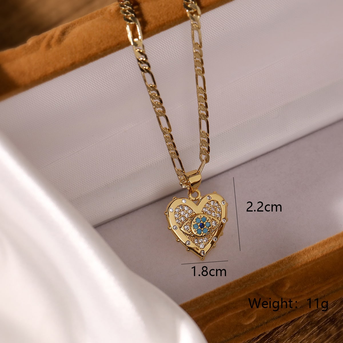 Fashion Jewelry Personality Copper Plated Real Gold Heart-shaped Zircon Pendant Necklace And Earrings Suite view 2