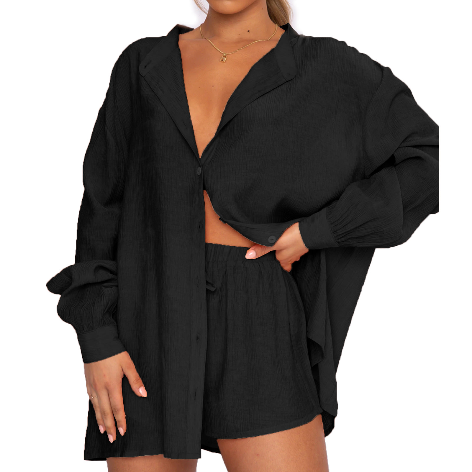 Foreign Trade Casual Shirt Shorts Two-piece Set view 2