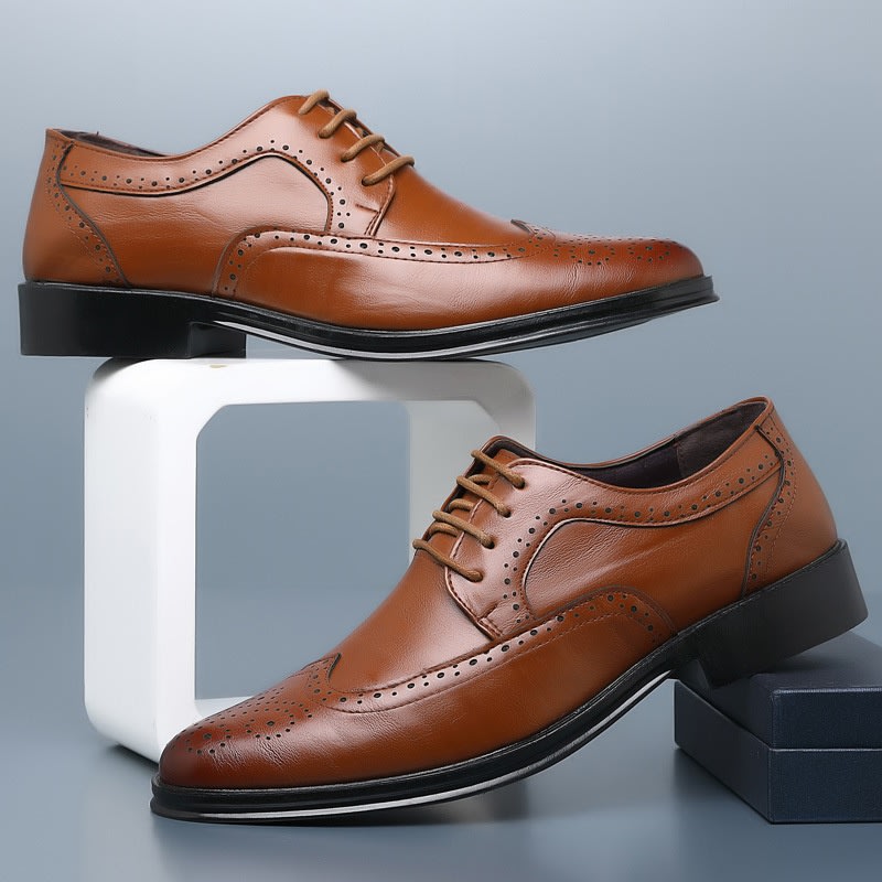 Block Carved Casual Leather Shoes For Men view 12