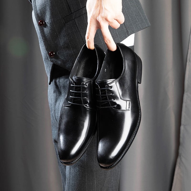 Men's Leather Shoes Breathable Lace Up Hand-rub Color view 30
