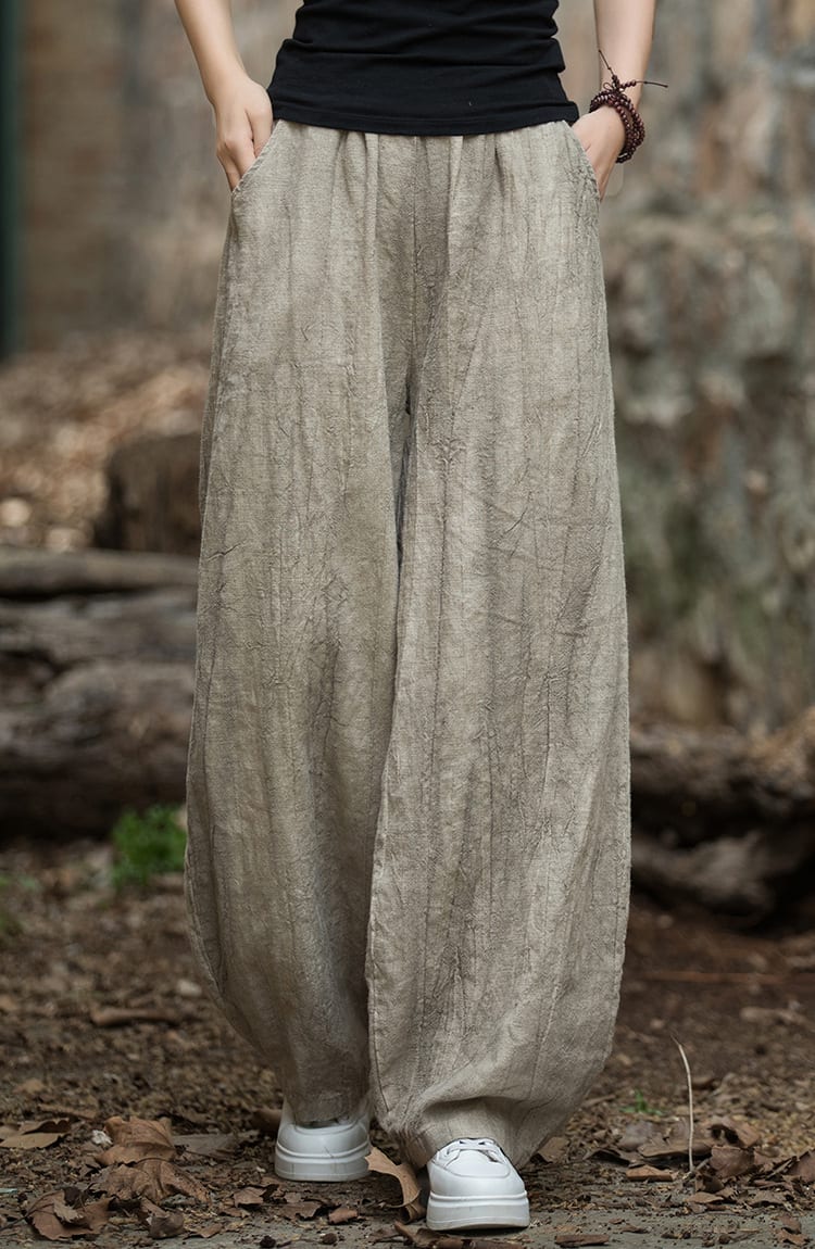 Tie-dyed Old Padded Fleece Trousers Winter Cotton And Linen Women's New view 28