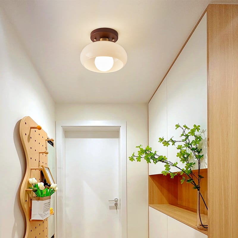 Cream Style Walnut Ceiling Lamp Minimalist Creative Lamps view 2