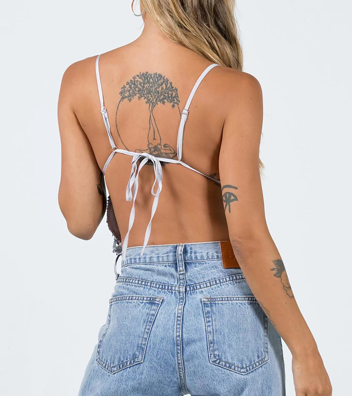 Women's V-neck Lace Up Beaded Backless Camisole Vest view 7