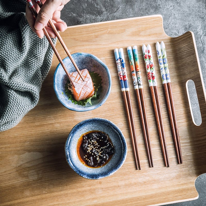 Household High-grade Non-slip Creative Lucky Cat Tableware Solid Wood Chopsticks view 6