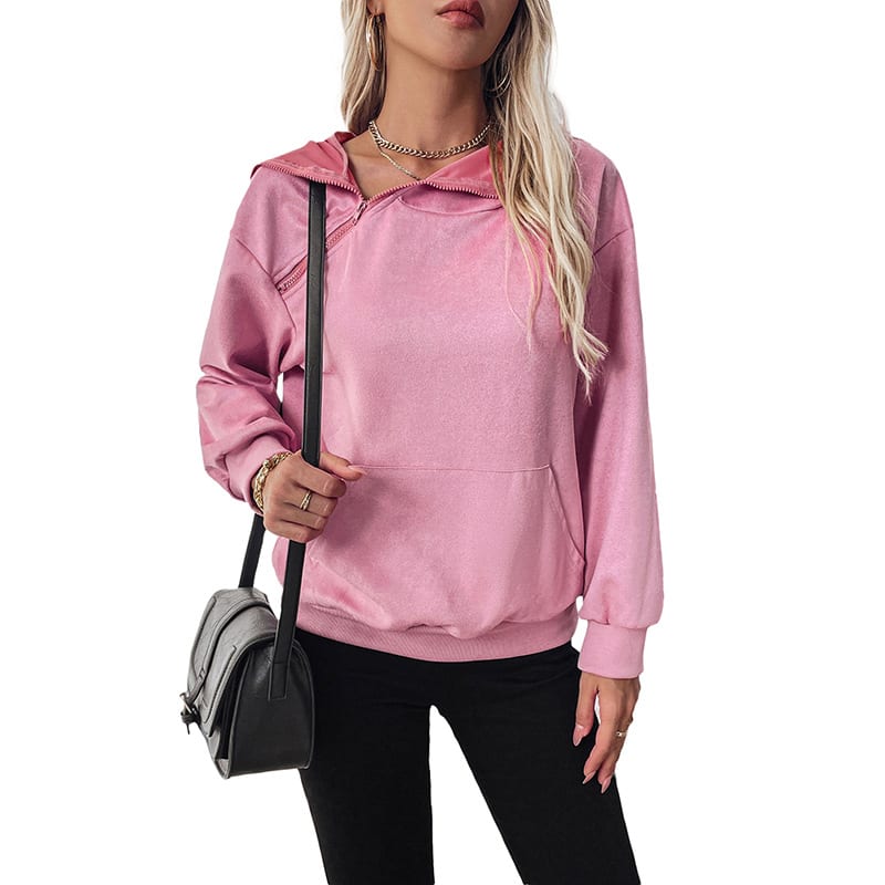 Valentine's Day Sweater Zipper Pocket Hooded Women view 2