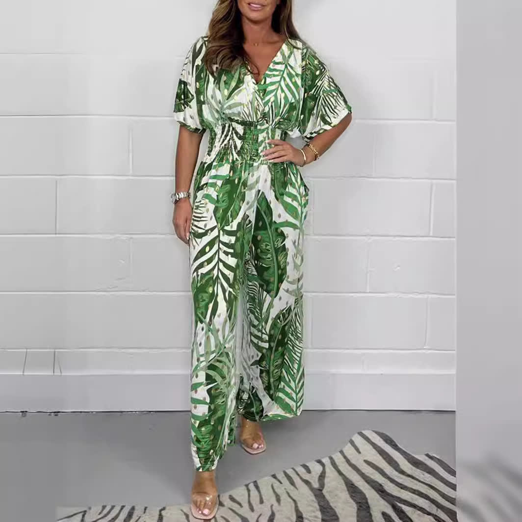 Women's Print Holiday Loose Wide Leg Jumpsuit view 1