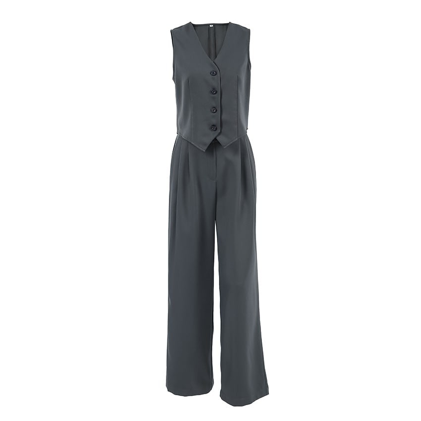 Women's Casual Solid Color Sleeveless Vest And Pants view 4