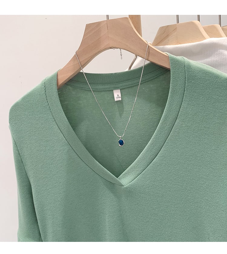 V-neck Shoulder Short-sleeved T-shirt Women's Fashion Small Top view 10