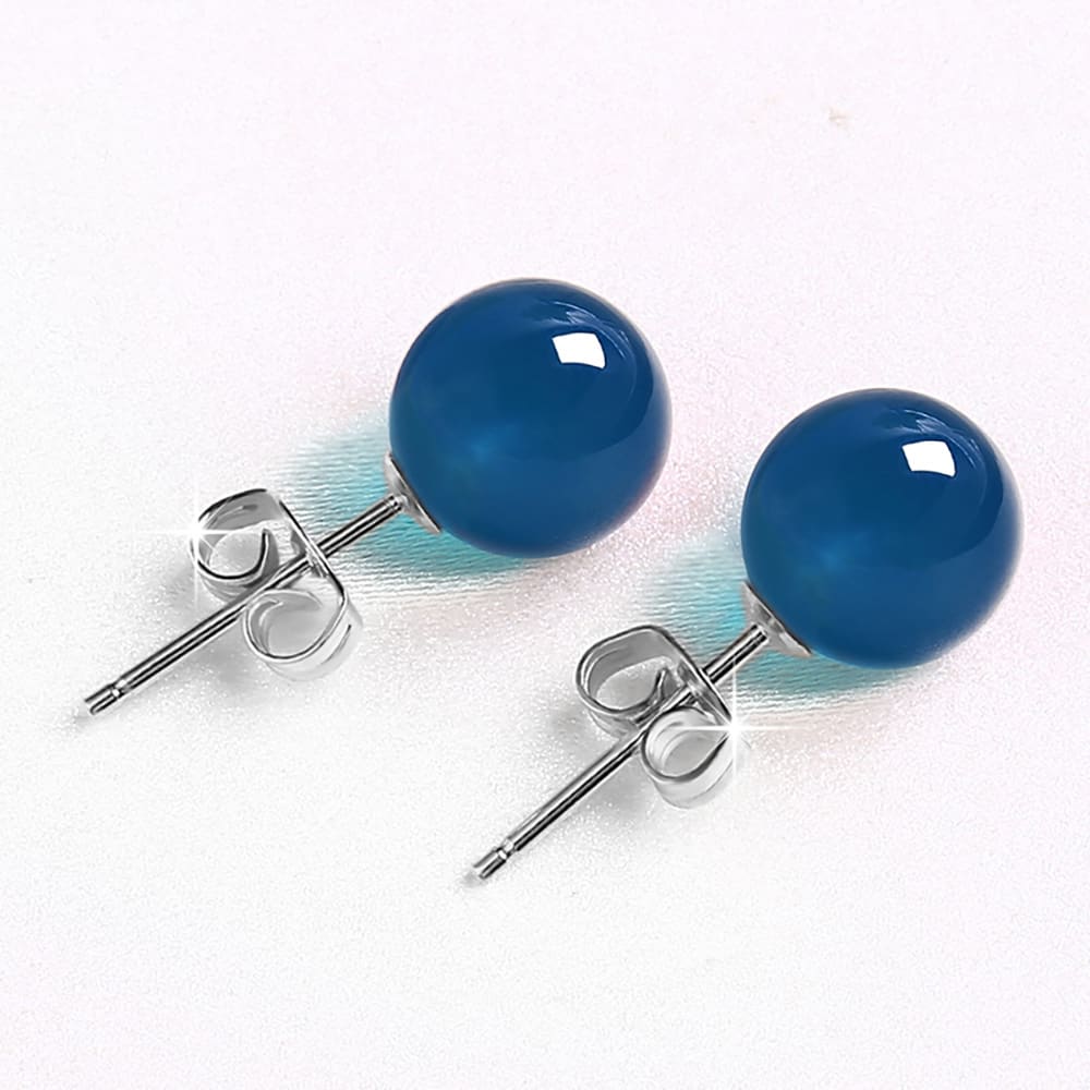 Female Minimalist Pure Silver Red Agate Earrings view 8
