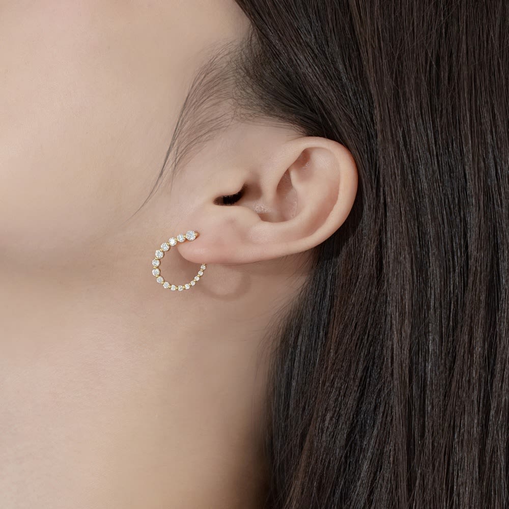 Silver S925 White Round Zirconium Inlaid Full Diamond Arrangement U-shaped Special-interest Design Trendy Earrings view 1