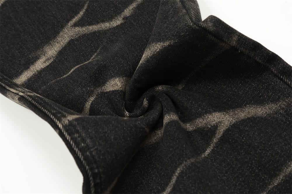 Tie-dyed Water Ripple Denim Trousers For Men view 6