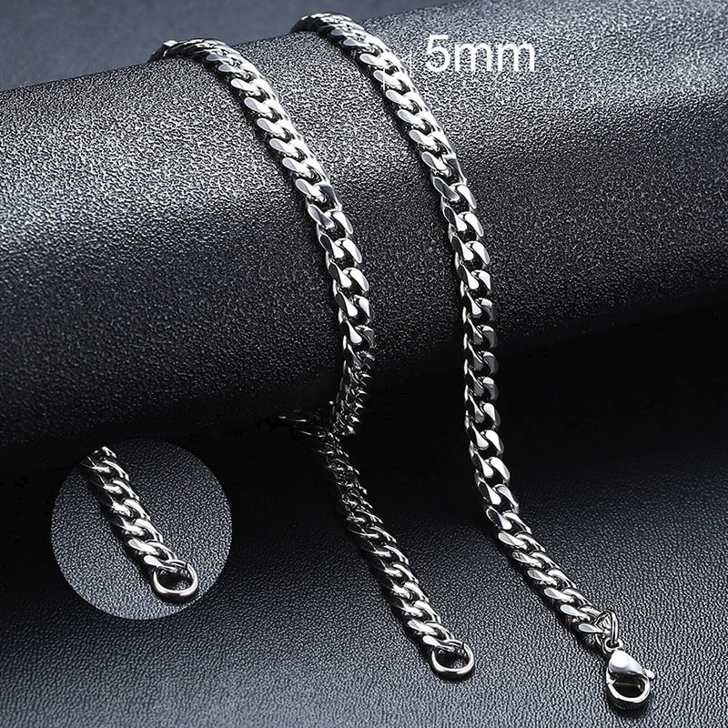Stainless Steel Necklace Six-sided Grinding Cuban Link Chain Personality Simple Sweater Chain view 3