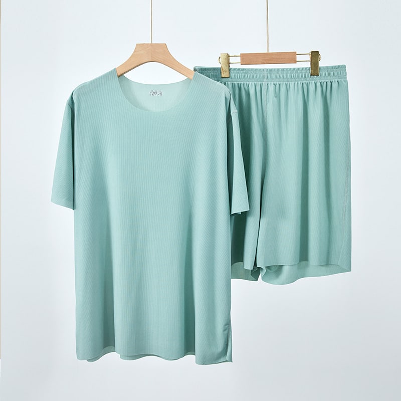 Men's And Women's Short-sleeved Simple And Seamless Solid Color Pajamas Suit view 6
