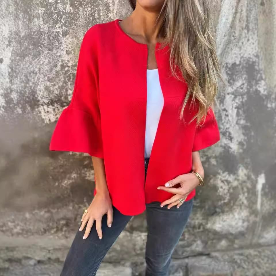 Fashion European And American Style Round Neck 34 Sleeves Short Cardigan view 4