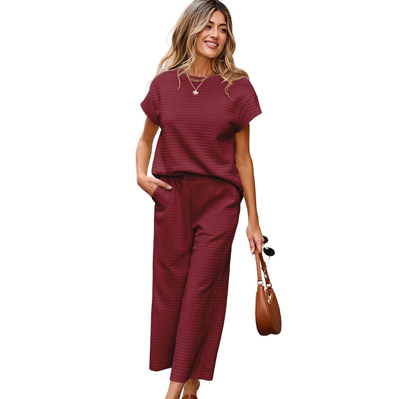 Solid Color Texture Fashion Women's European And American Leisure Two-piece Set view 8