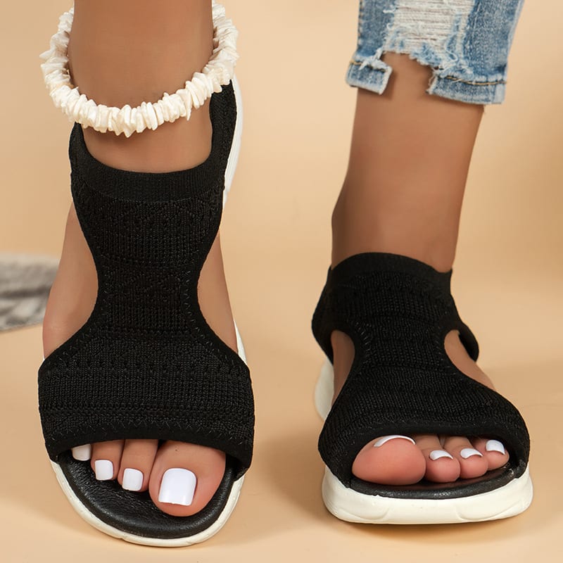 Women's Flyknit Sandals Hollow Peep-toe Roman Shoes view 13