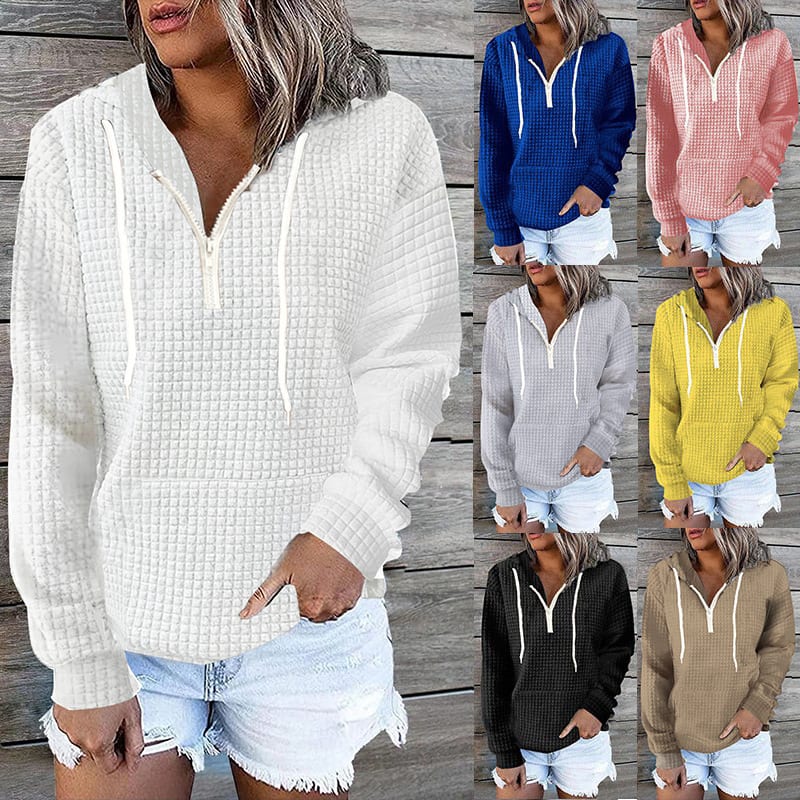 Women's Waffle Hoodie Sweater Coat view 8
