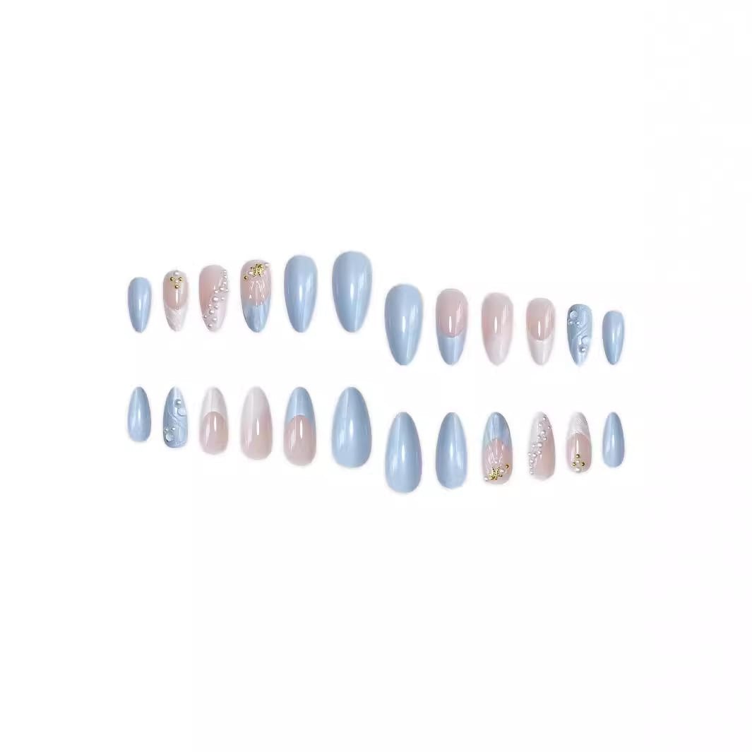 Fashion Ocean Series Almond Nail 3D Pearl Gold XINGX Wear Nail view 5