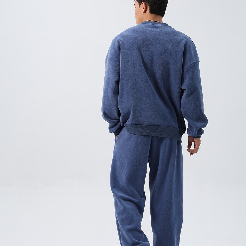Sports Suit Men's Loose Long Sleeve Crew Neck Coat Padded Fleece Trousers Double-sided Shake view 3