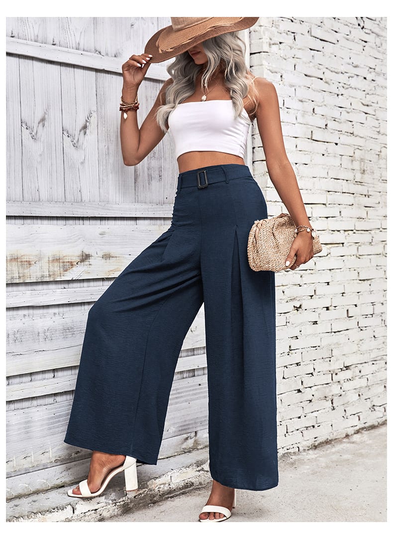 Foreign Trade High Waist Wide Leg Casual Trousers view 22