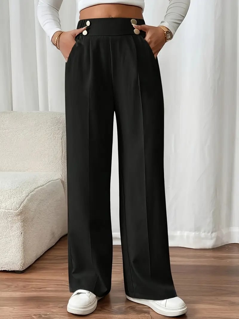Straight-leg Pants Women's Special-interest Design Solid Color view 4