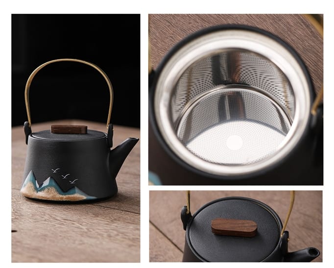 Cultural Creative China-chic Handle Pot Tea Set Cups Camp view 6