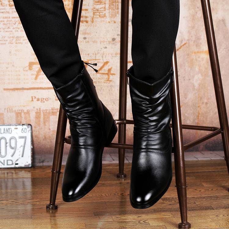 British Fashion Leather Pointed Men's Boots view 5