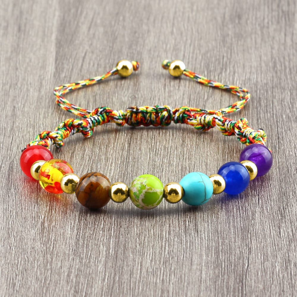 Colorful Stone Beads Bracelet Yoga Woven Hand Strap view 4