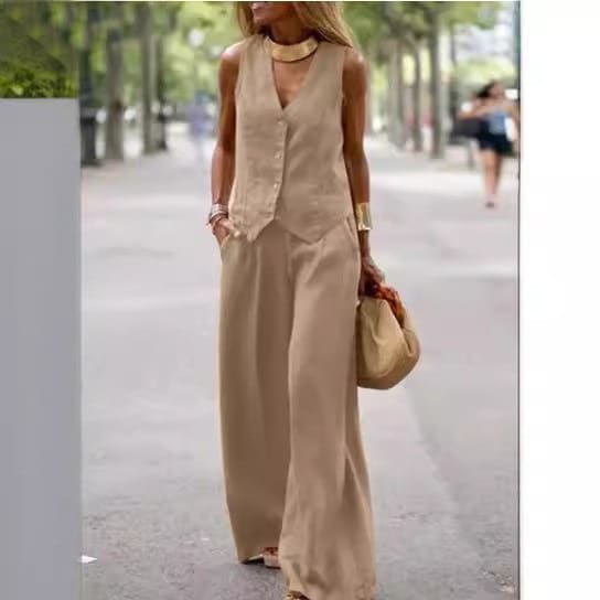 Casual Women's Solid Color Fashion Sets Of Vest Trousers Suit view 14