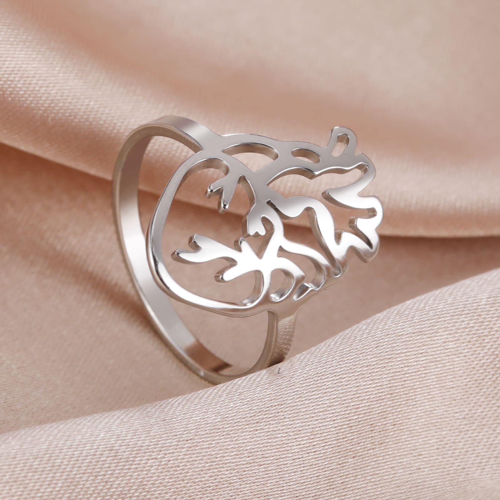 Cut Titanium Steel Hollow-out Brain-shaped Ring view 9